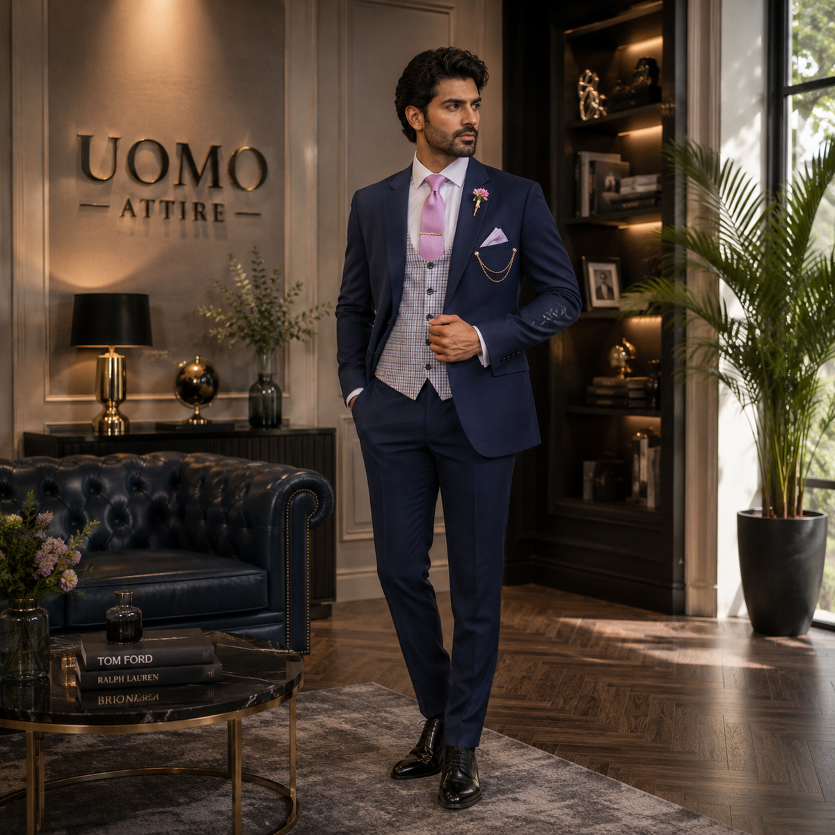 Custom made sophisticated look 3 piece suit
