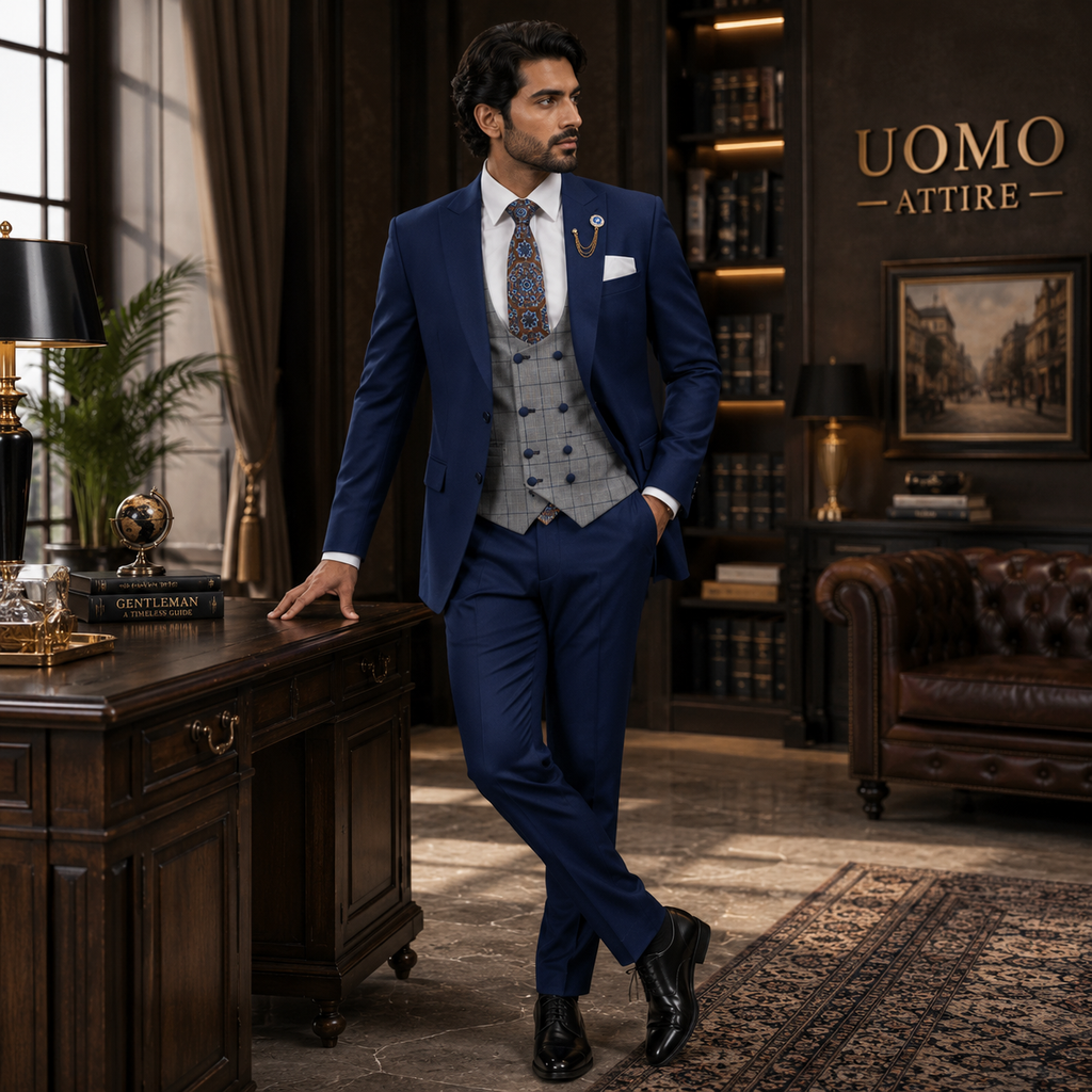 Made-to-order light weight woolen Italian 3 piece suit