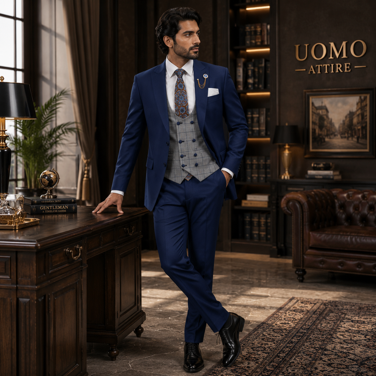 Made-to-order light weight woolen Italian 3 piece suit
