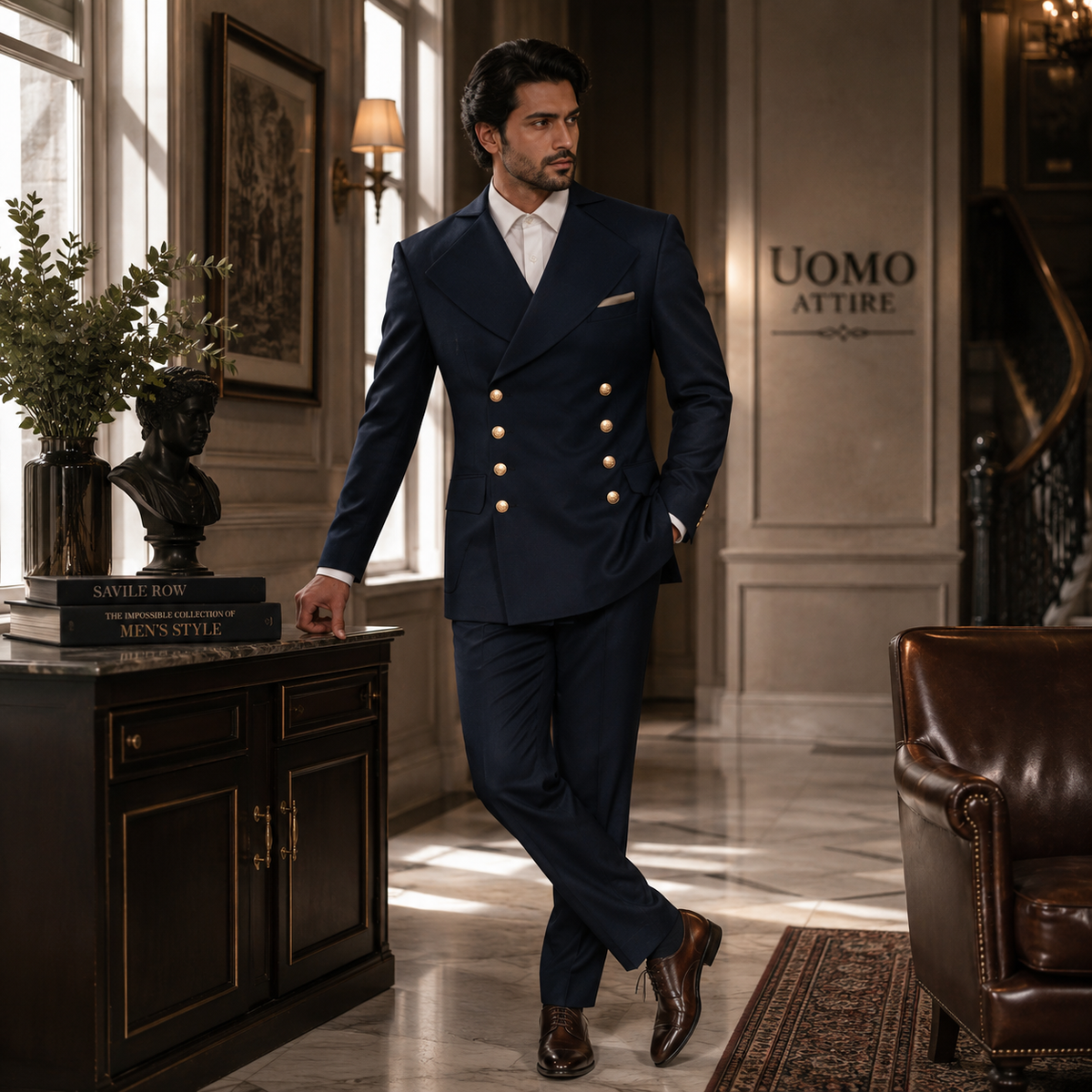 Abito doppiopetto 2 pezzi da uomo in stile chester