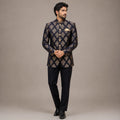 EXCLUSIVE NAVY BLUE JAMAWAR PRINCE COAT