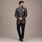 EXCLUSIVE NAVY BLUE JAMAWAR PRINCE COAT