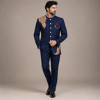 Luxury Navy Blue Prince Coat for Men