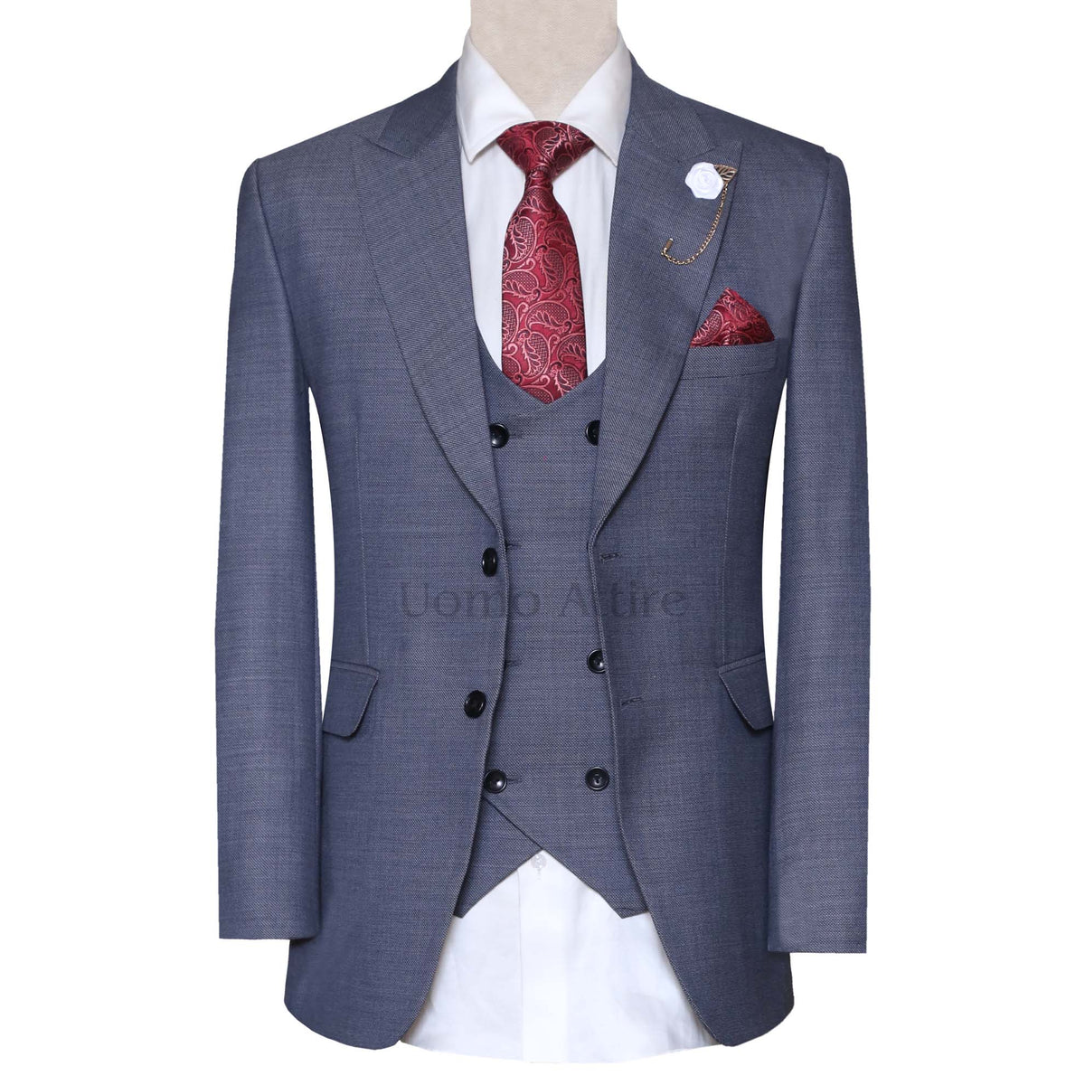 Classic Blue Slim Fit 3 Piece Suit for Men