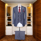 Classic Blue Slim Fit 3 Piece Suit for Men with Pants