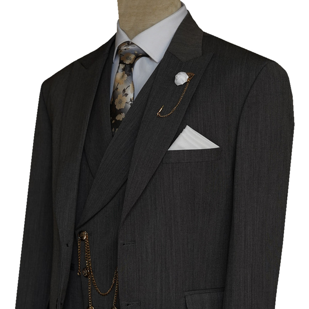 Classic Gray Bespoke 3 Piece Suit for Men 2