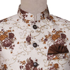 Cotton printed waistcoat with black buttons