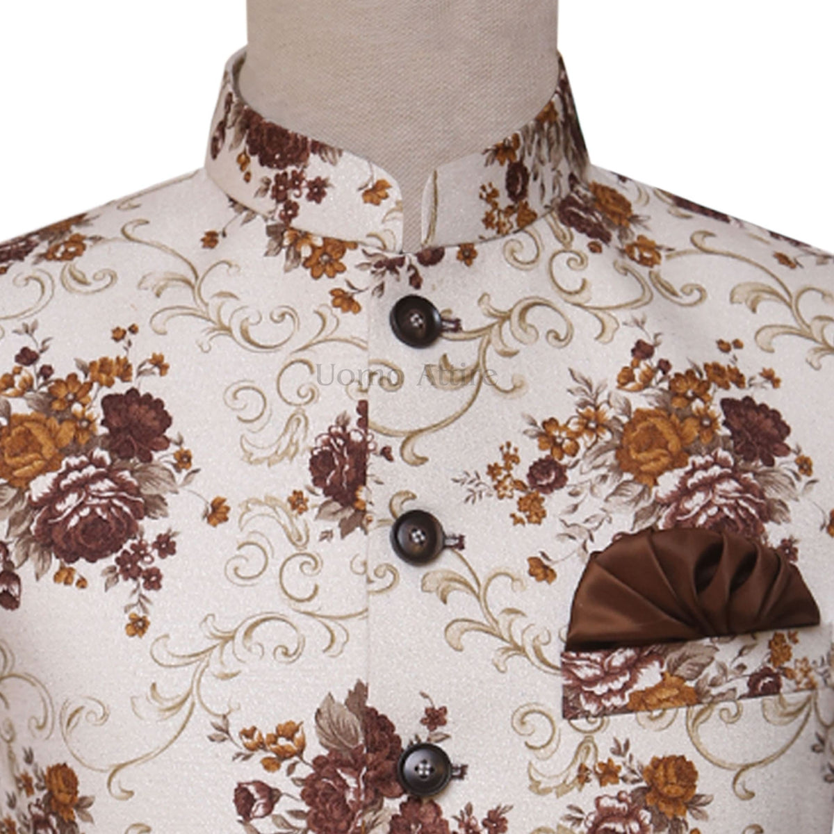 Cotton printed waistcoat with black buttons
