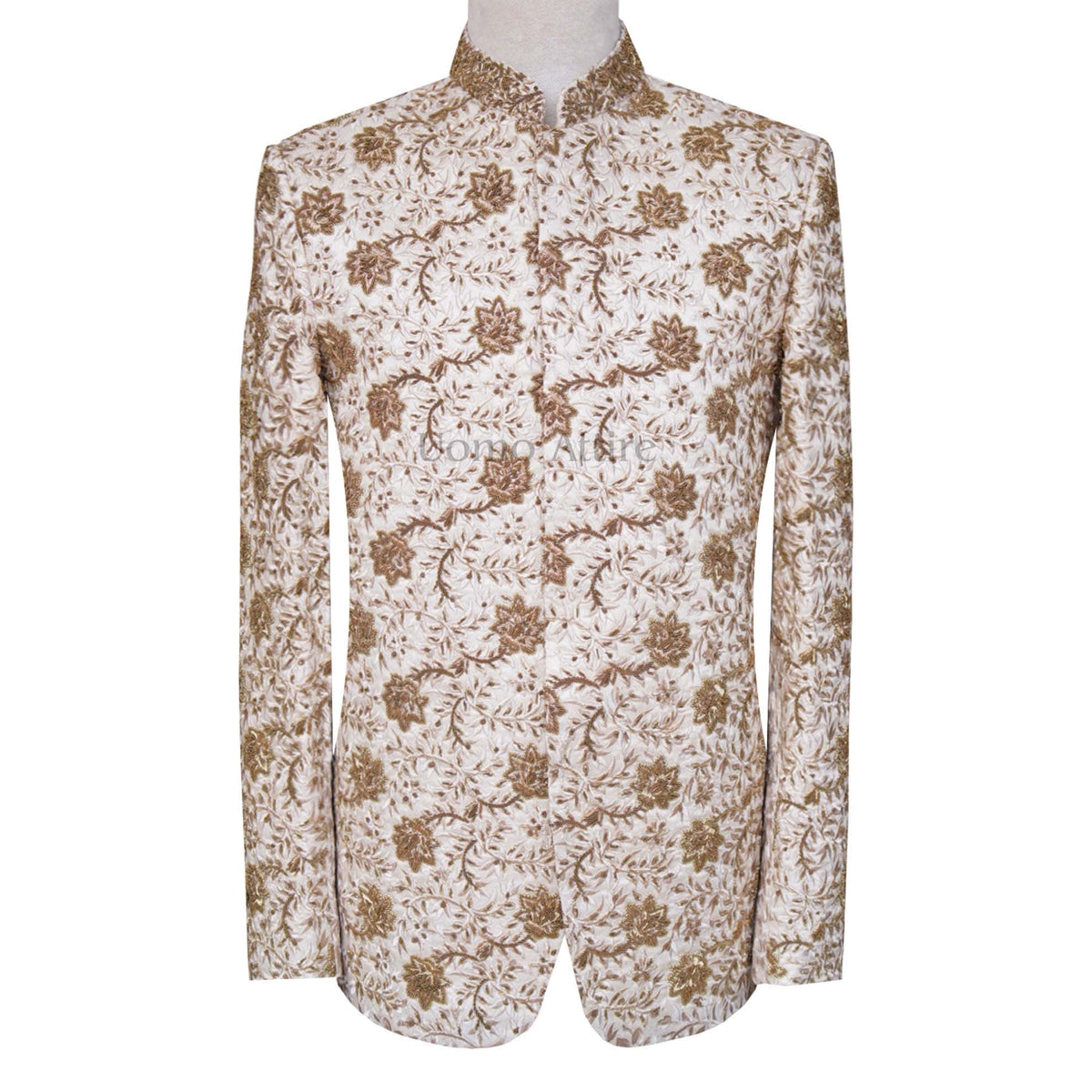 Cream color prince coat with golden embroidery for wedding | Cream Prince Coat for Groom