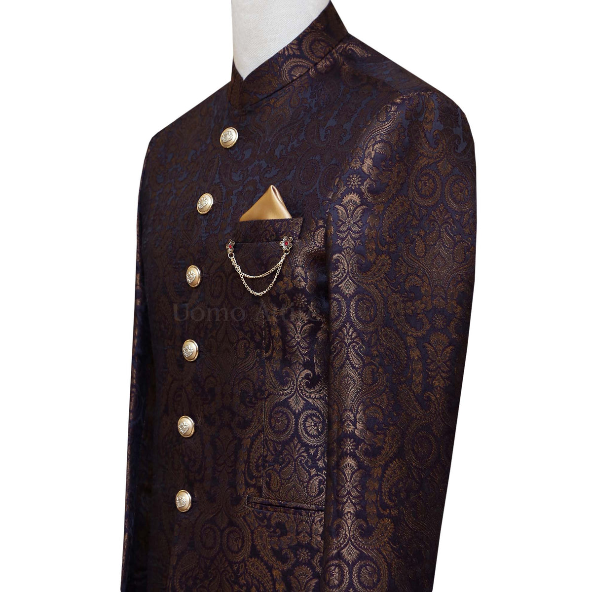 Custom-made jamawar prince coat for mehndi