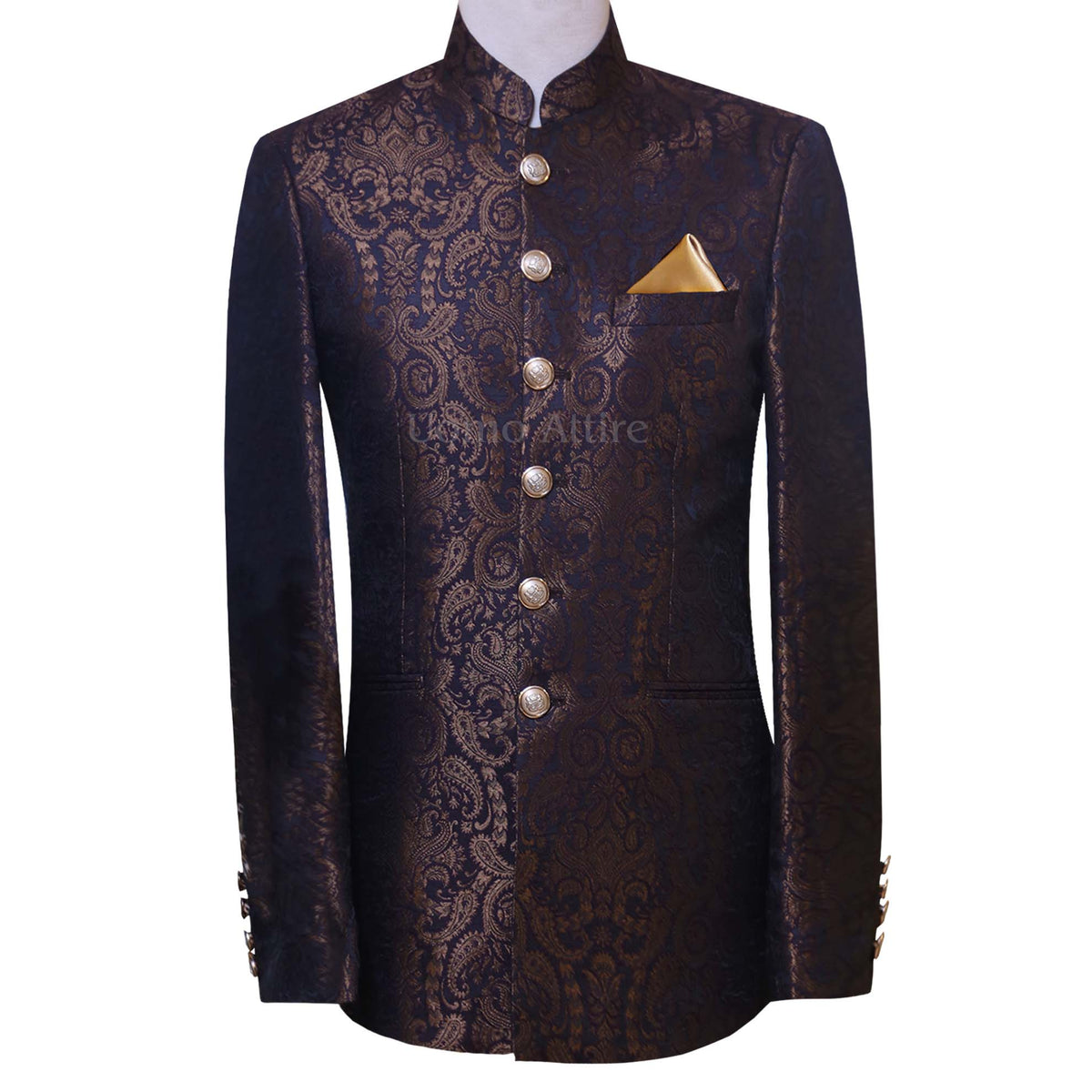 Custom-made jamawar prince coat for mehndi 2