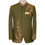 Custom-tailored embellished prince coat for men | Deep green prince coat for mehndi