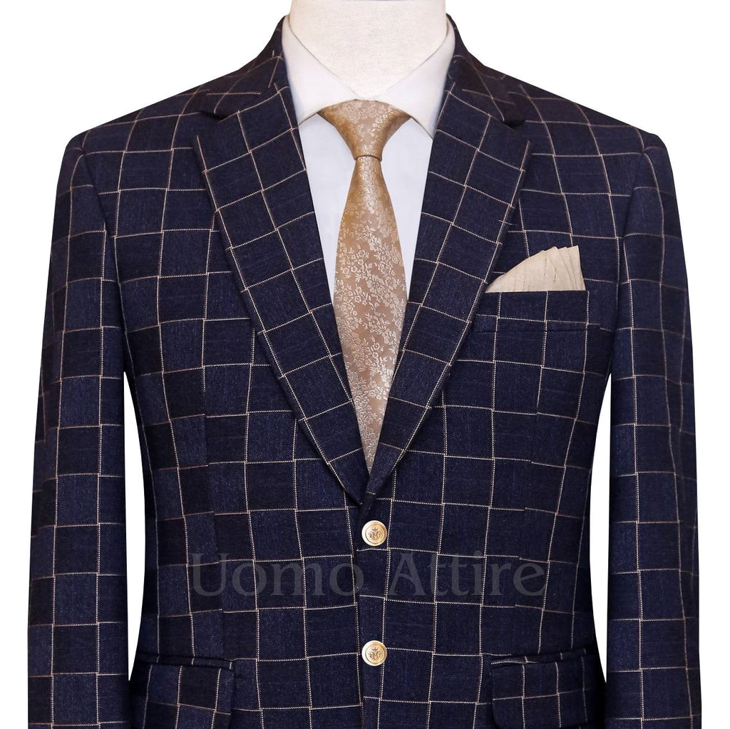Custom-tailored windowpane customized 2 piece suit 3