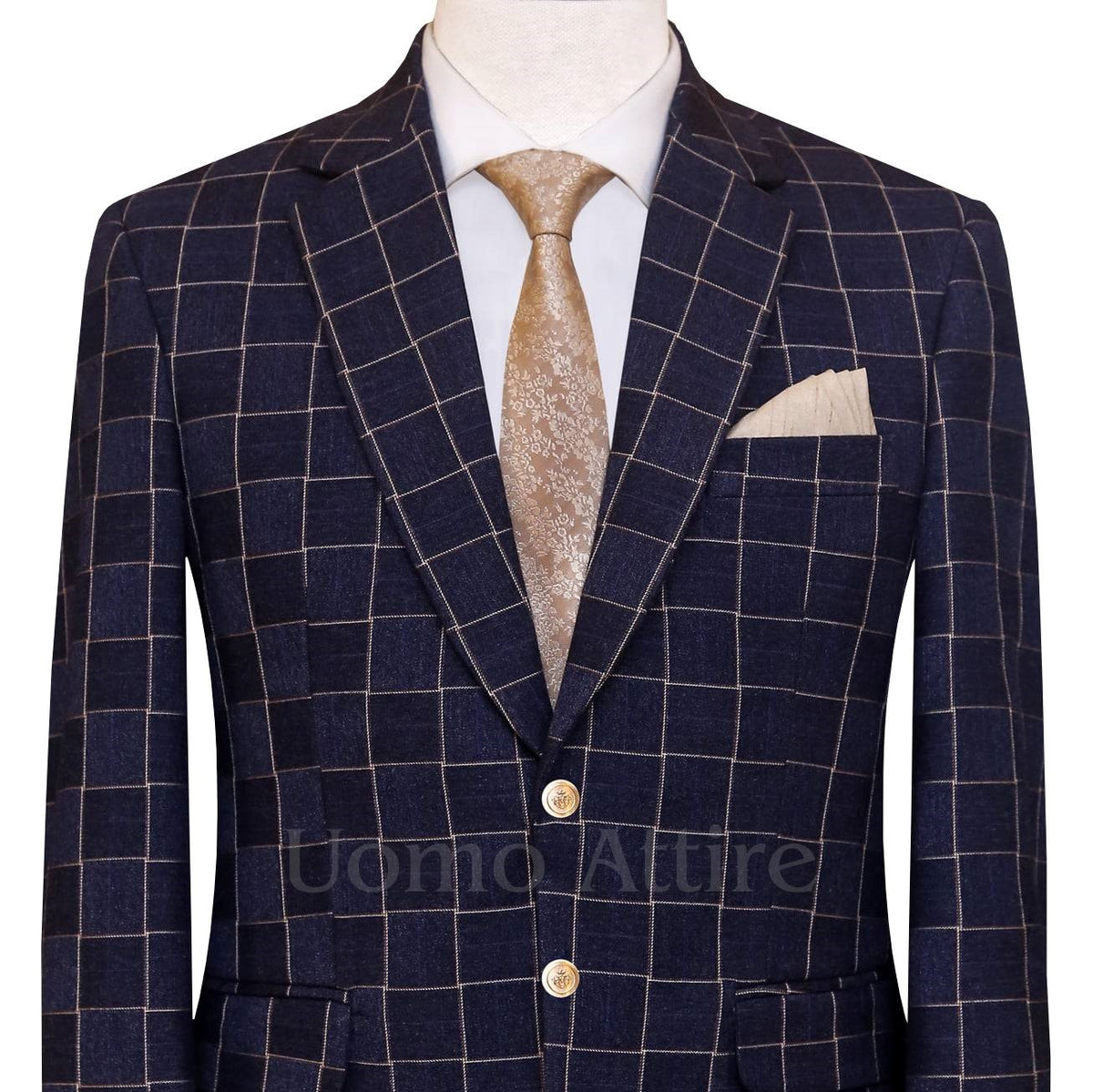 Custom-tailored windowpane customized 2 piece suit 3
