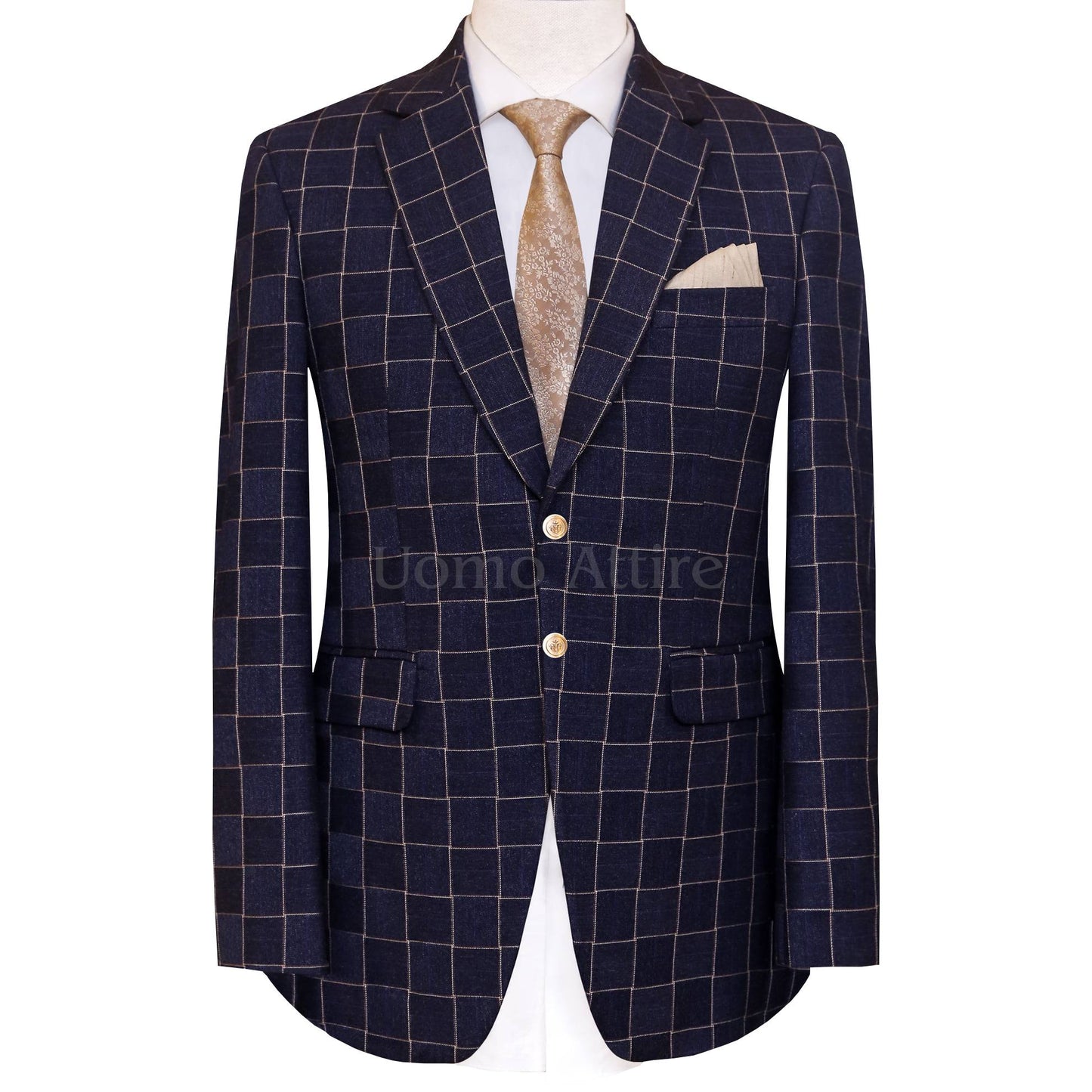 Custom-tailored windowpane customized 2 piece suit
