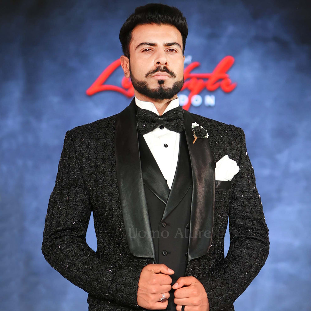 Custom Black Wedding Tuxedos Suit For Men | Black Tuxedos for Men 