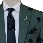 Black Tie and Lapel Pin With Custom Embellished Light Green Three Piece Suit | Three Piece Suit for Men
