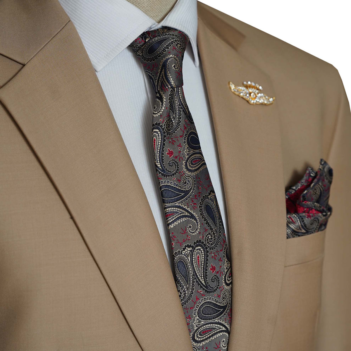 Custom Made Beige Color Slim Fit Men's Suit