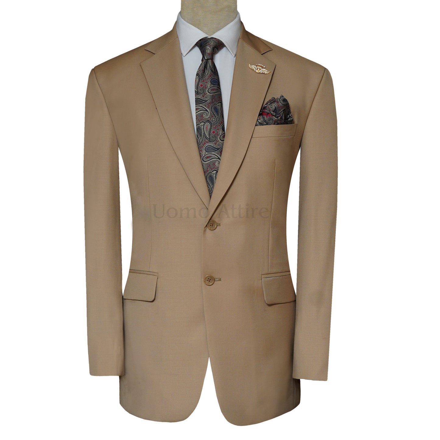 Custom Made Beige Color Slim Fit Men's Suit