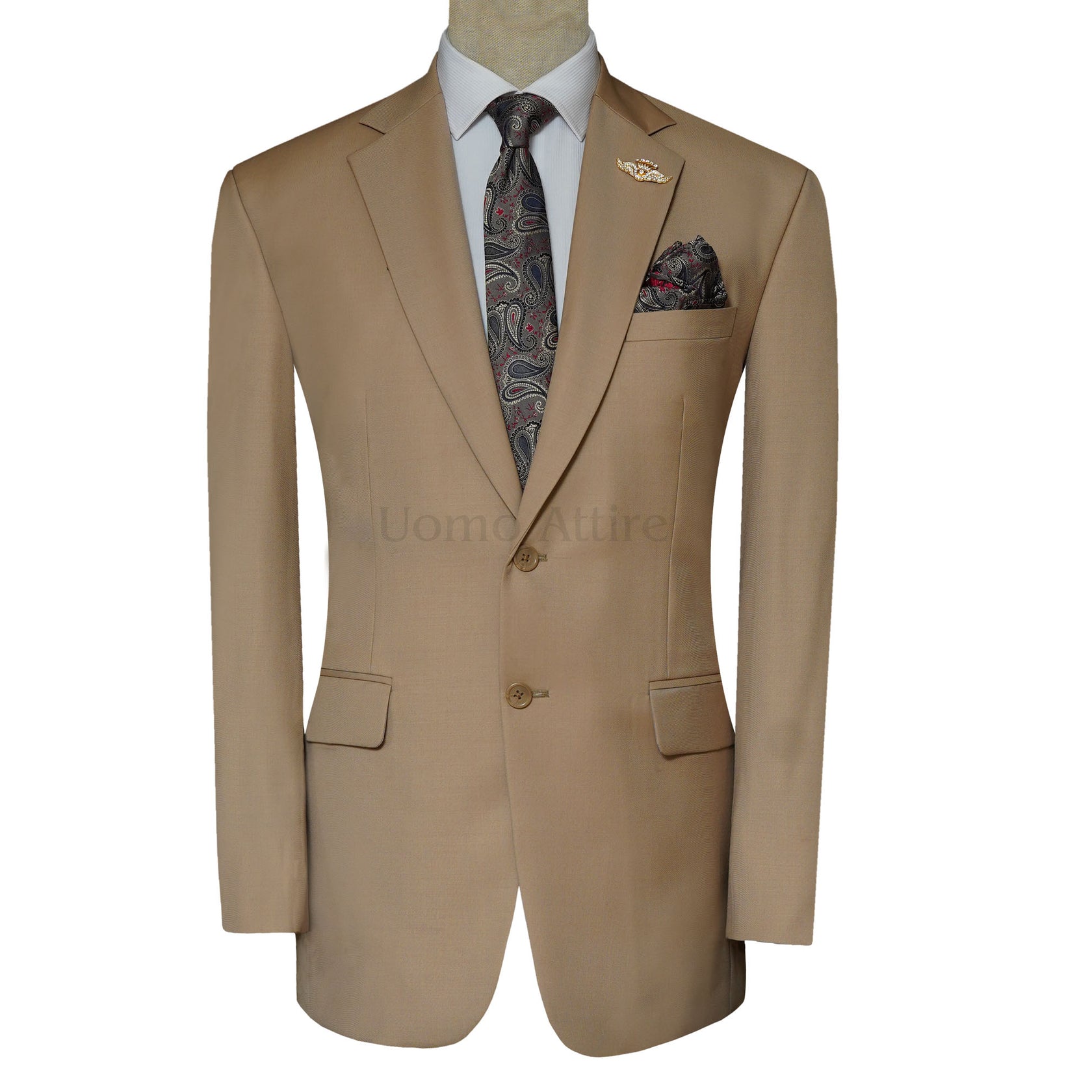 Custom Made Beige Color Slim Fit Men's Suit – Uomo Attire