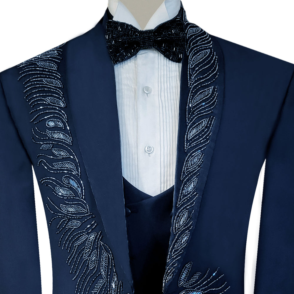 Custom Made Navy Blue Tuxedo Suit for Men Uomo Attire Custom Made Navy Blue Tuxedo Suit for Men Uomo Attire