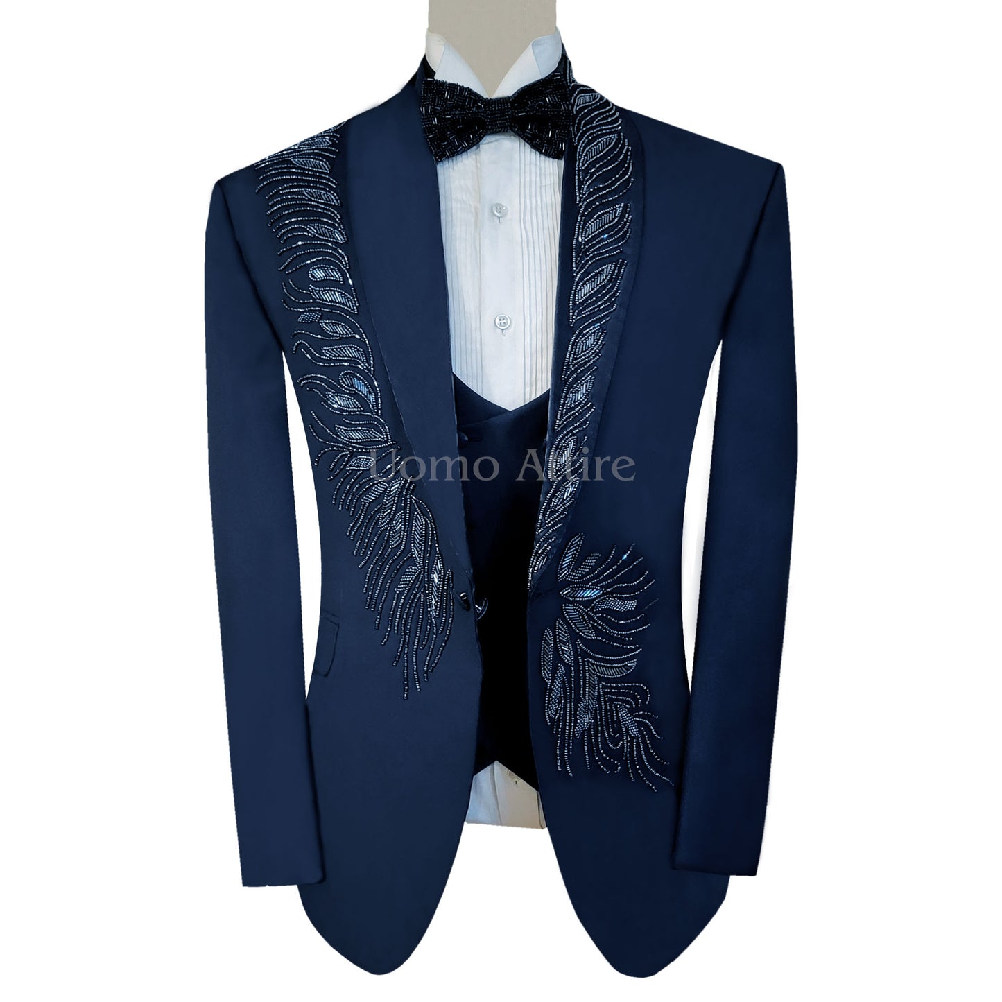 Custom Made Navy Blue Tuxedo Suit for Men by Online in USA