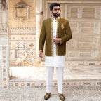 Perfect Blend of Tradition and Modernity with Our Custom-Made Olive Green Prince Coat
