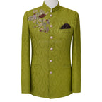 Custom made prince coat in pure soft karandi fabric | Deep green prince coat for mehndi