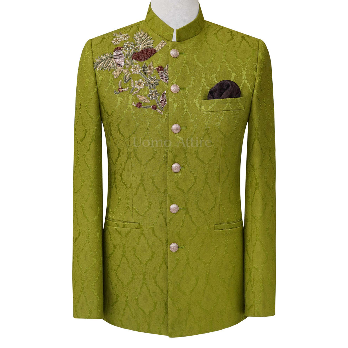 Custom made prince coat in pure soft karandi fabric | Deep green prince coat for mehndi