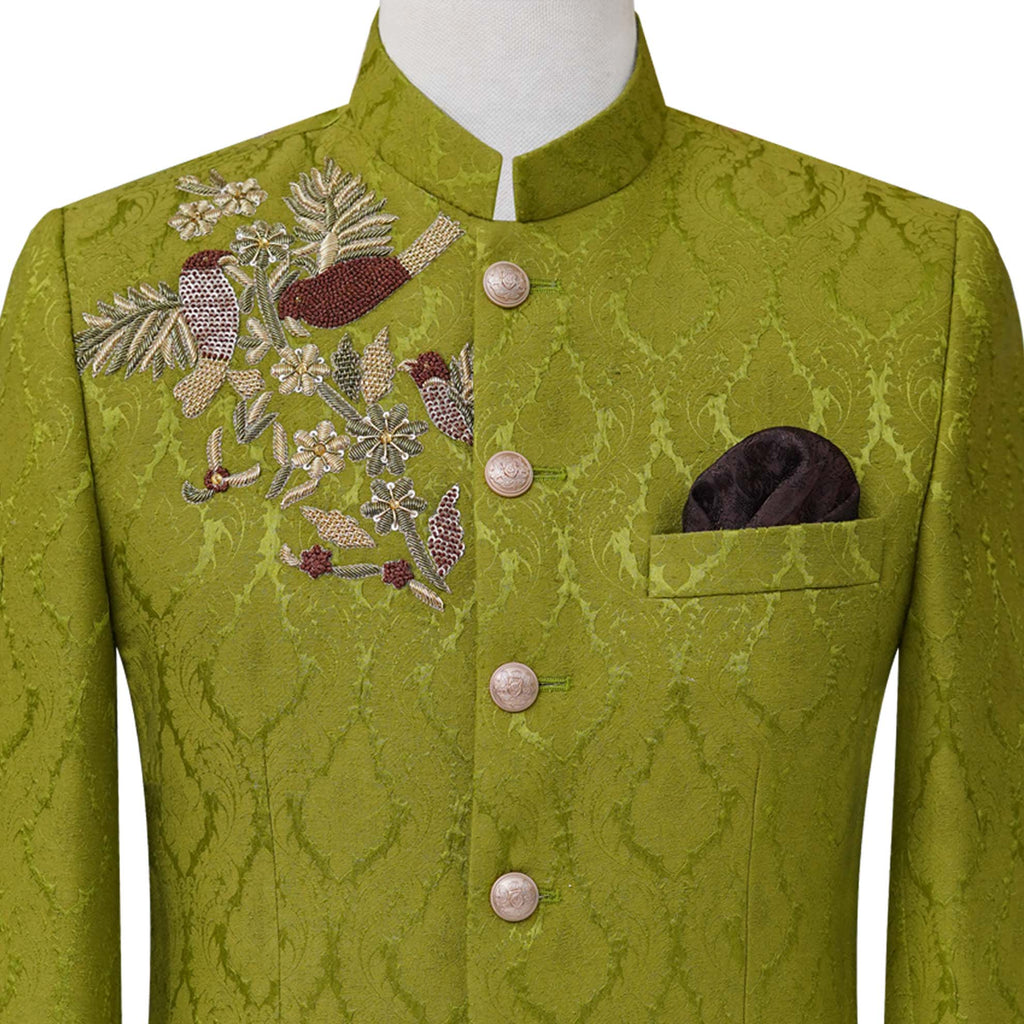Custom made prince coat in pure soft karandi fabric | deep green prince coat in pakistan