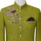 Custom made prince coat in pure soft karandi fabric | deep green prince coat in pakistan