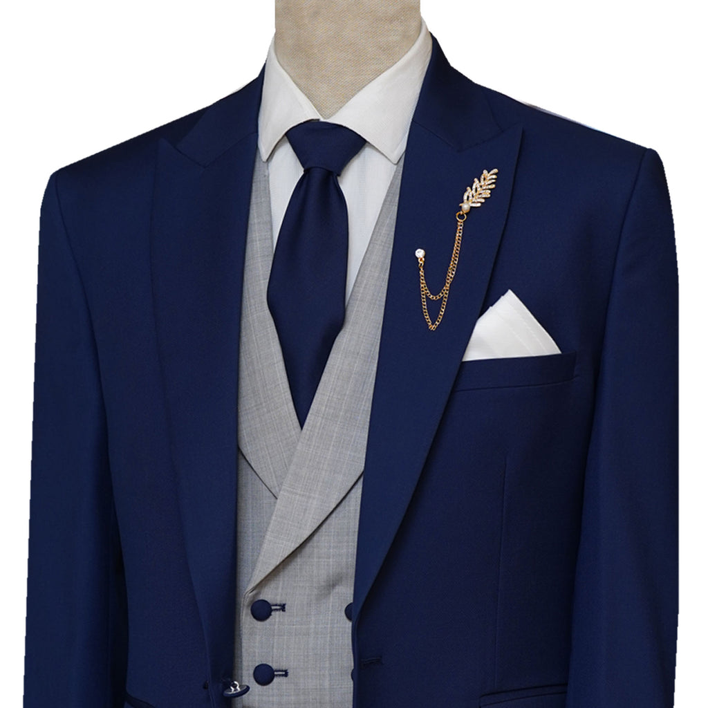 Premium Quality Mens Luxury Blue Bespoke 3 Piece Suit | Blue Suits for Men