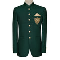 Korean raw silk fabric deep green prince coat