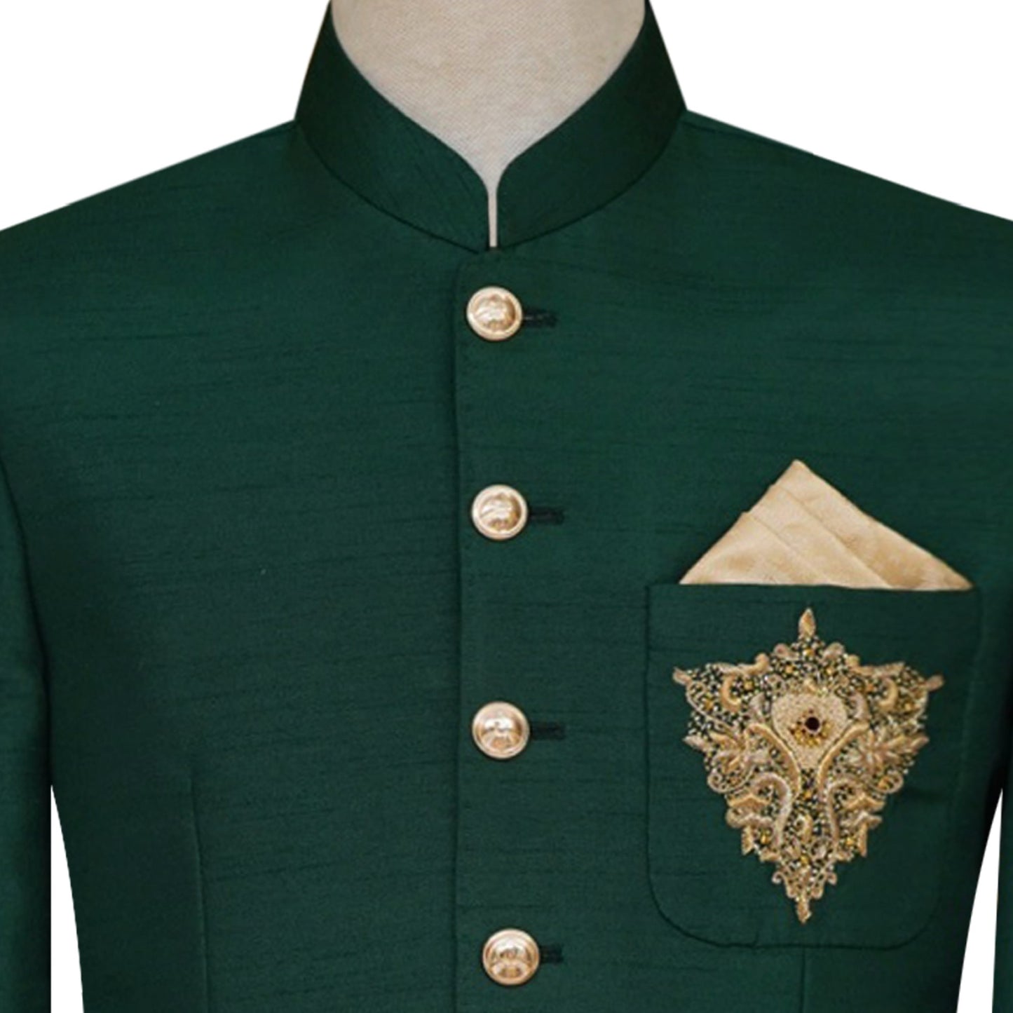 Korean raw silk fabric deep green prince coat 2