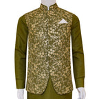Elegant look fully embroidered mehndi color waistcoat | Waistcoat