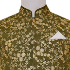 Elegant look fully embroidered mehndi color waistcoat | Waistcoat
