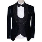 Designer groom and party wear black velvet tuxedo suit | Black tuxedo suit