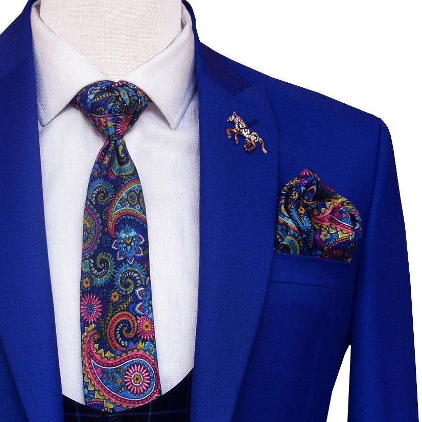 Electric blue customized three piece suit 2