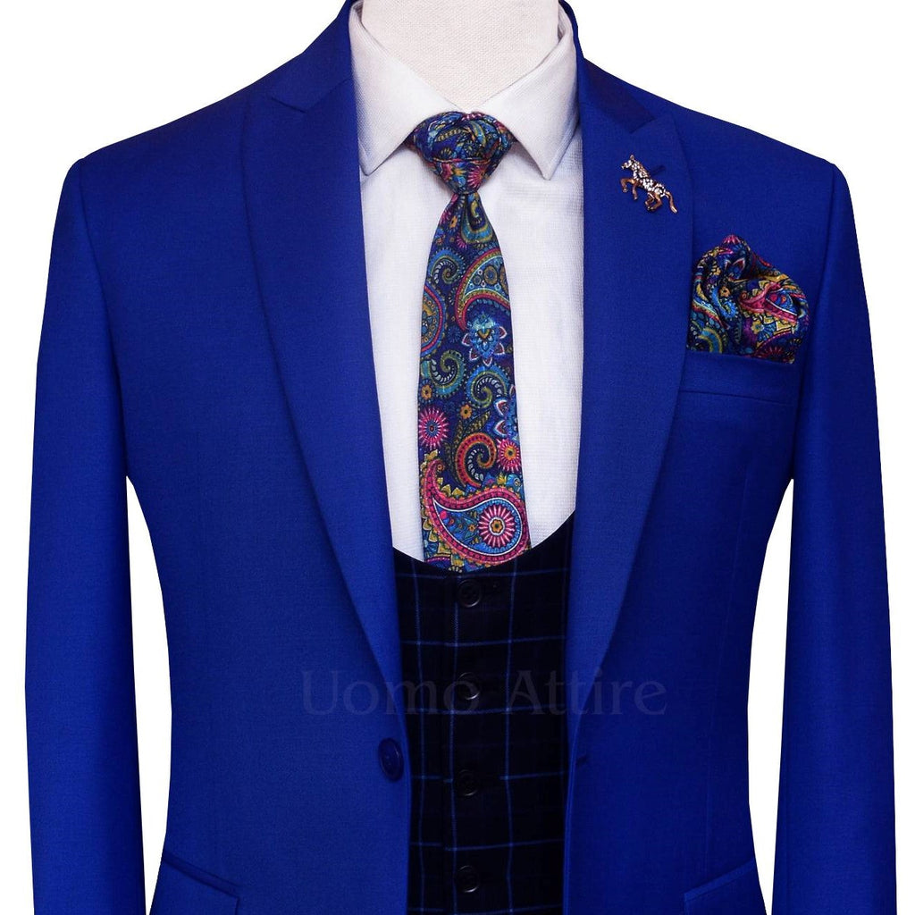 Electric blue customized three piece suit 3