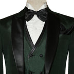 Forest Green Tuxedo Suit with Black Shawl Collar | Black Bow Tie and Pocket Square
