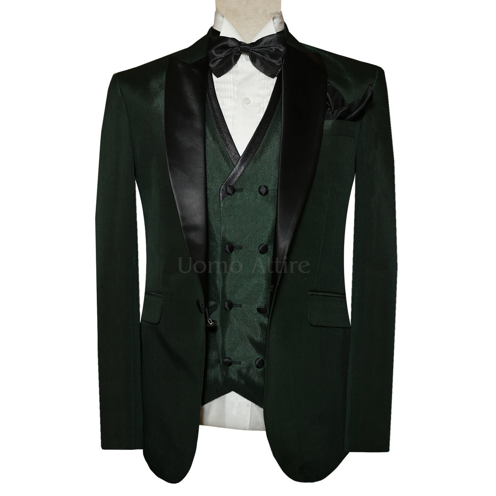 Forest Green Tuxedo Suit with Black Shawl Collar