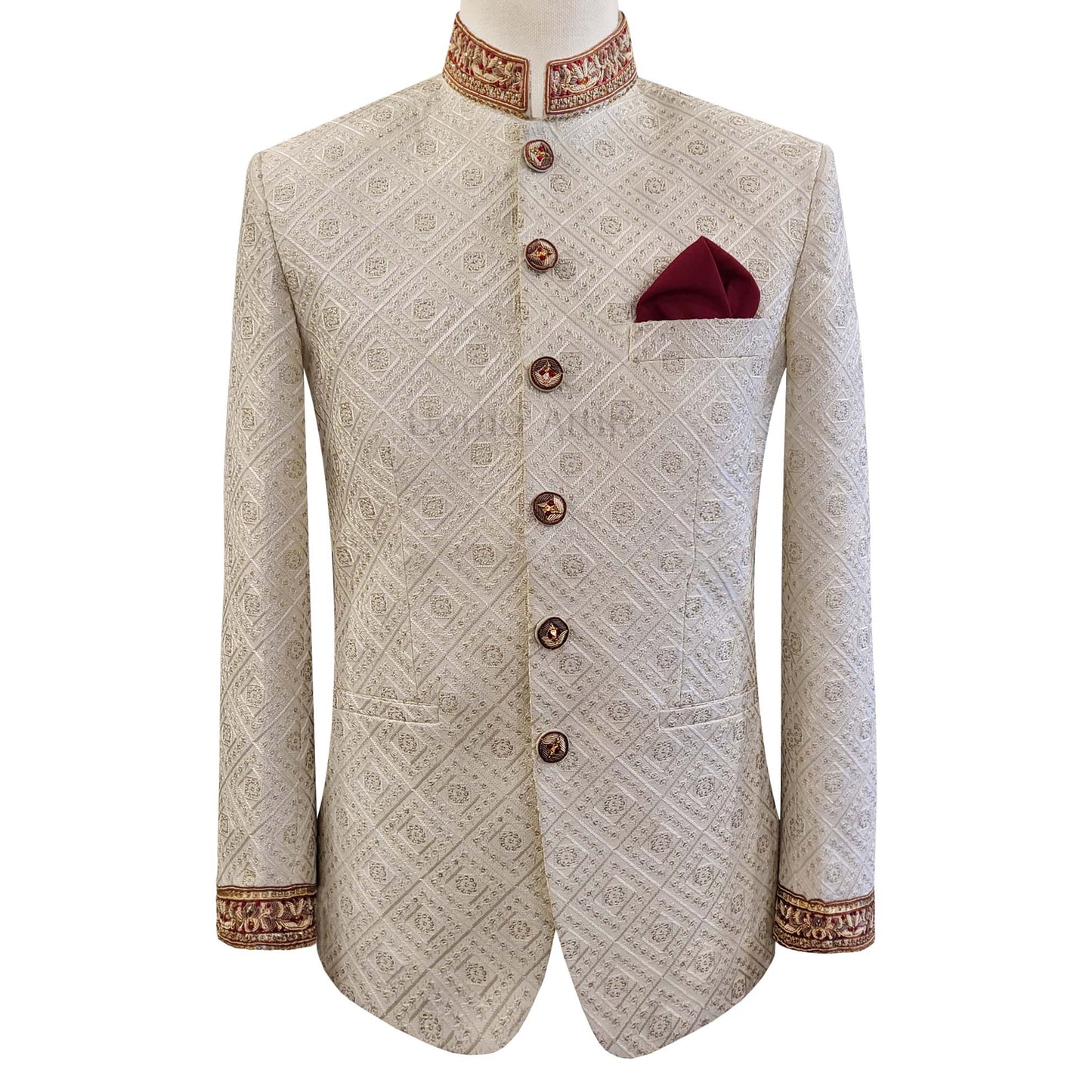 Fully embroidered fabric prince coat for groom