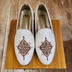 Fully embroidered fabric prince coat for groom with same fabric shoes