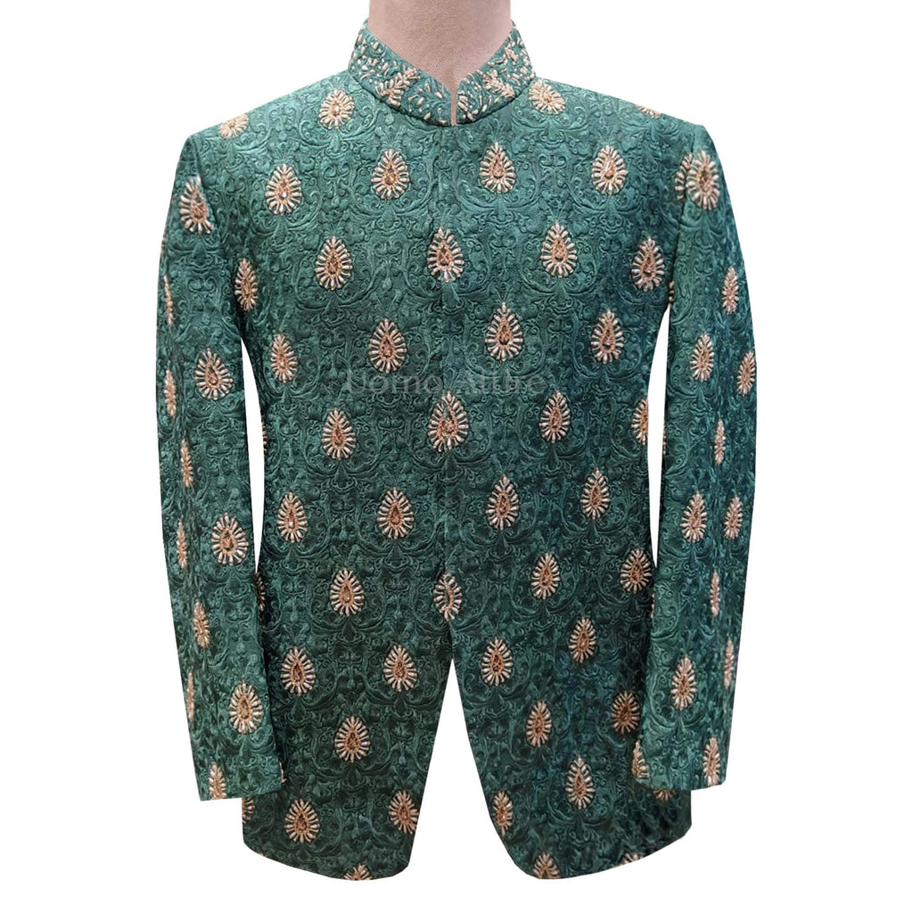 Fully embroidered prince coat for groom with embellishment
