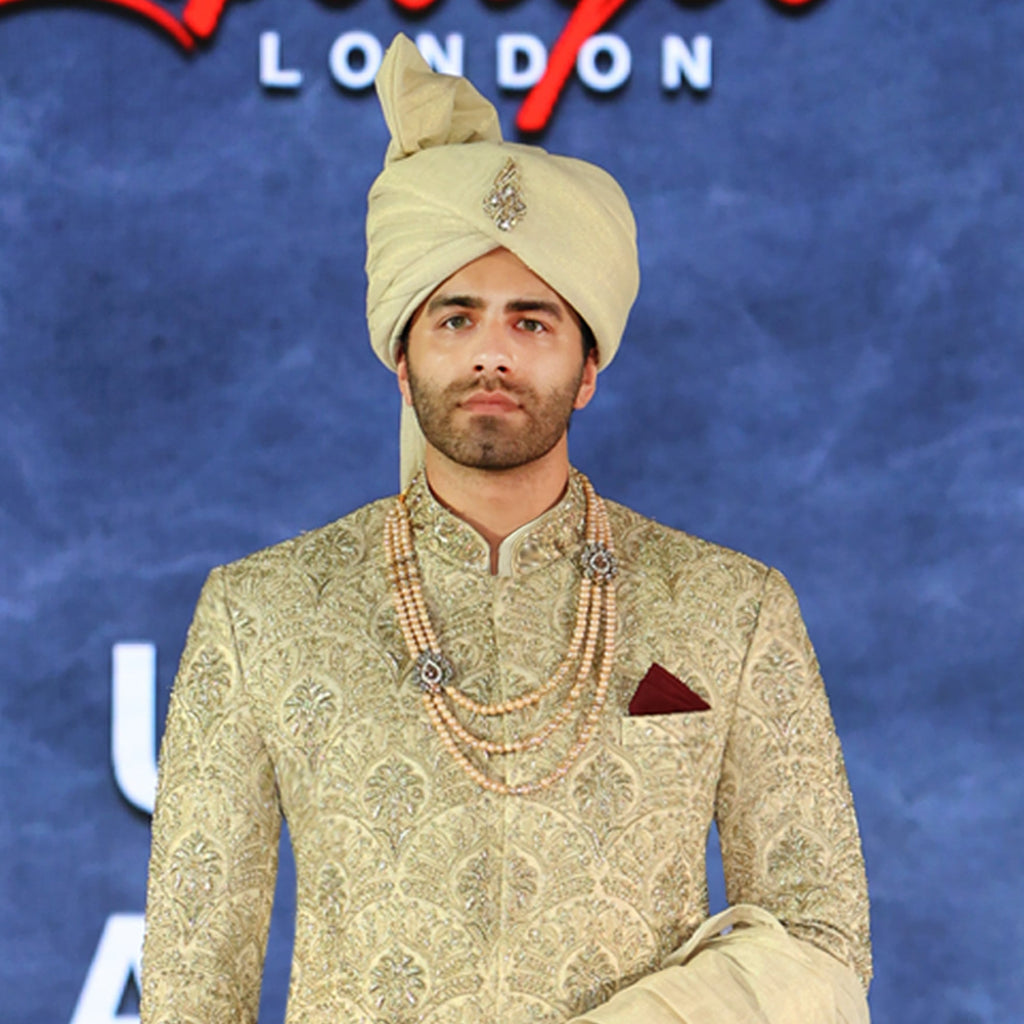 Golden Sherwani for Groom | Groom Wedding Sherwani