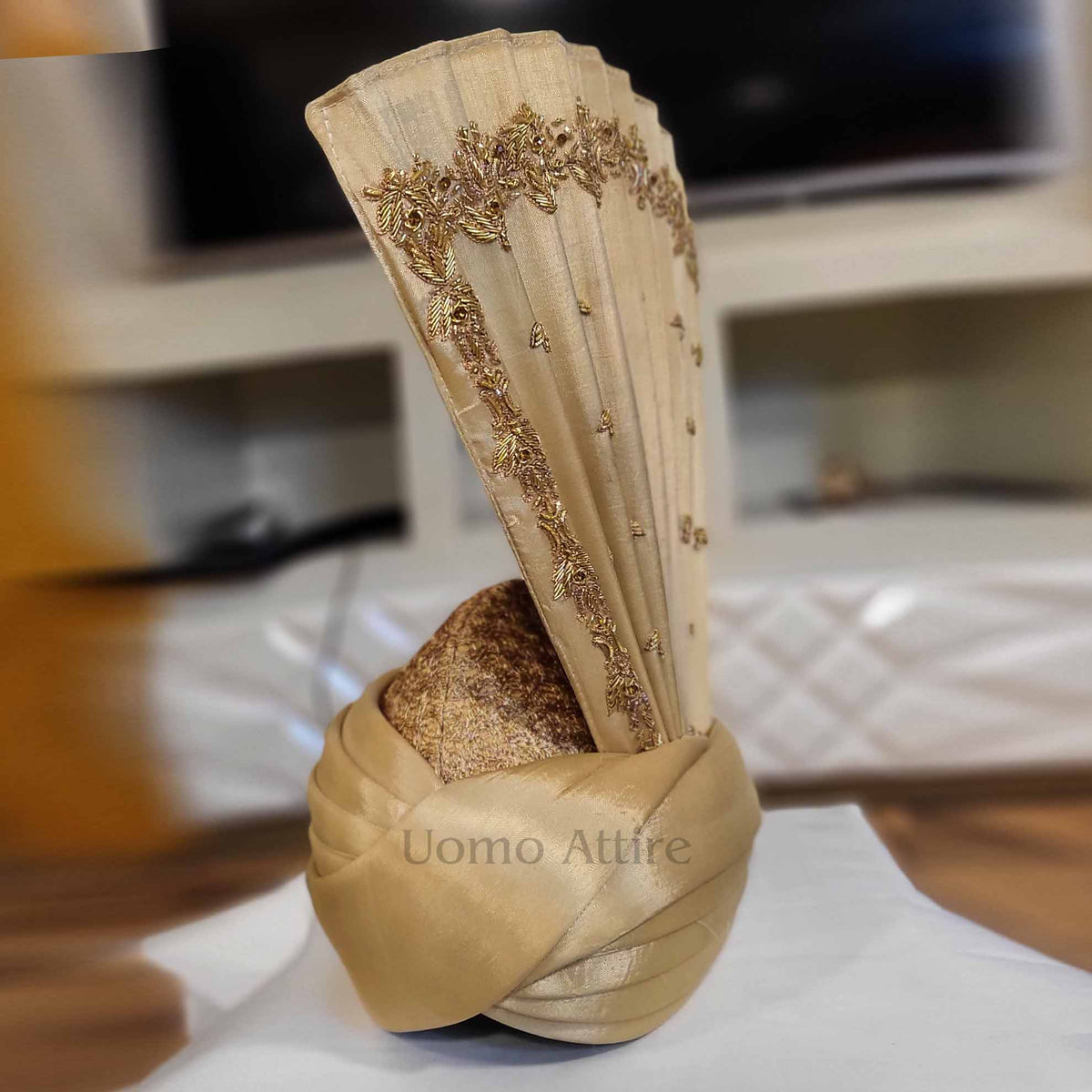 Golden Sherwani Turban for Groom