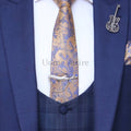 Golden tie pin with chain