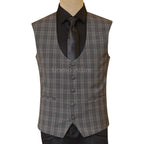 Gray Mini Check 3 Piece Suit for Men Vest | Three Piece Suit for Men Vest