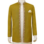 Hand-made prince coat for mehndi event | Deep green prince coat for mehndi