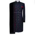 Hand Embellished Black Velvet Sherwani Shawl For Groom